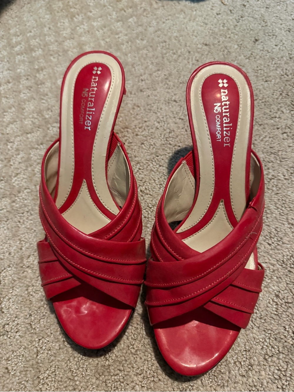 Naturalizer Red Crossover Slip-On Mules